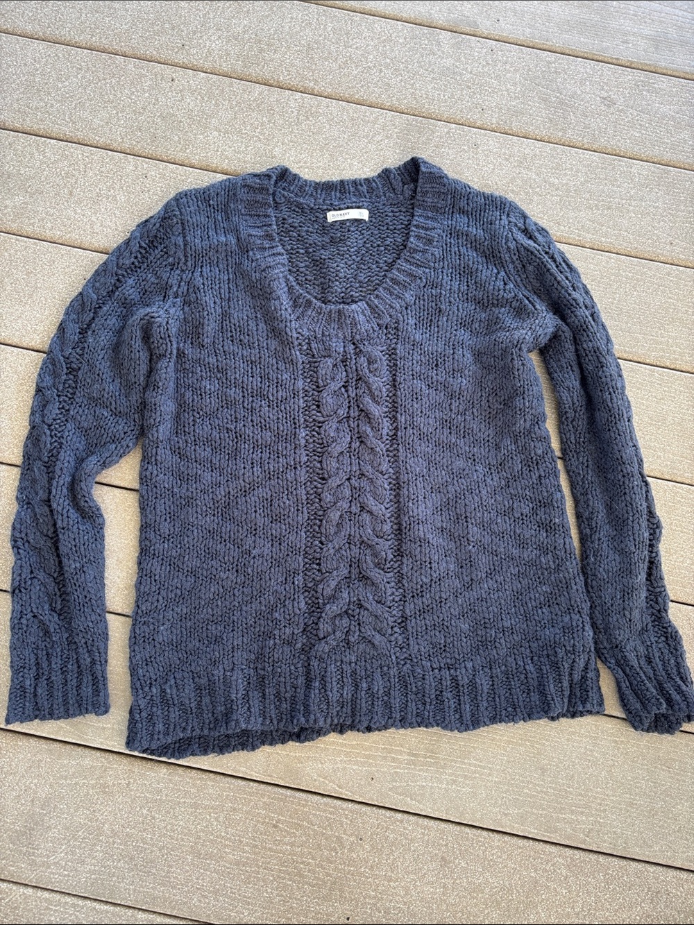 Old Navy Charcoal Cable-Knit Scoop Neck Sweater